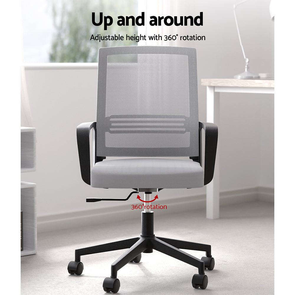 Artiss Mesh Office Chair Computer Gaming Desk Chairs Work Study Mid Back Grey