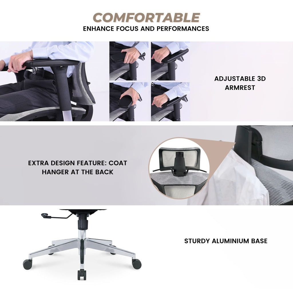 EKKIO Byron - Office Chair (Silver)