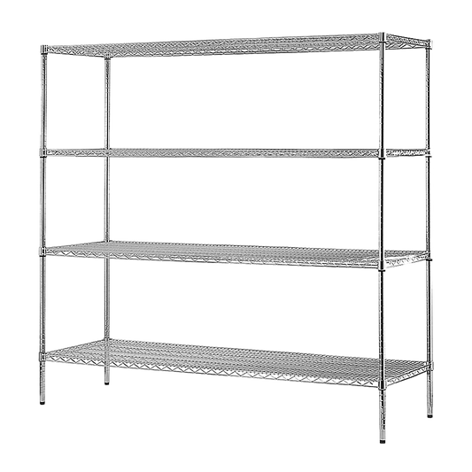 Modular Chrome Wire Storage Shelf 1500 x 350 x 1800 Steel Shelving