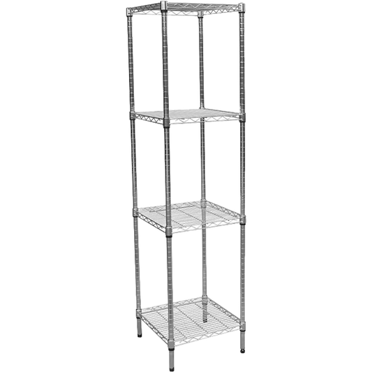 Modular Chrome Wire Storage Shelf 450 x 450 x 1800 Steel Shelving