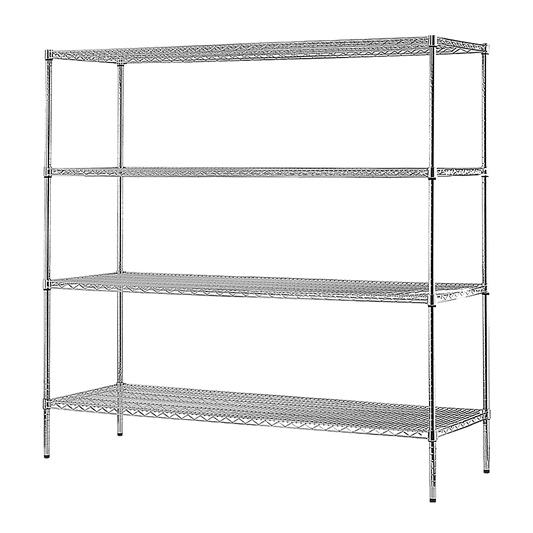 Modular Chrome Wire Storage Shelf 1500 x 450 x 1800 Steel Shelving