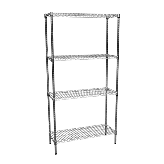 Modular Chrome Wire Storage Shelf 900 x 350 x 1800 Steel Shelving